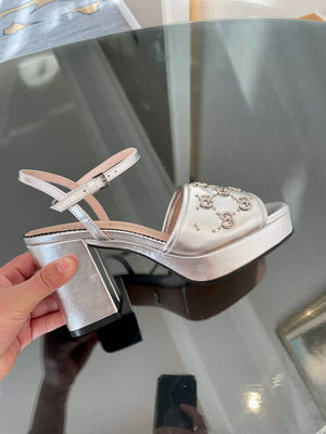 Gucci 719844 Women's Lnterlocking G Studs Sandal G56238 - 35 - View 4