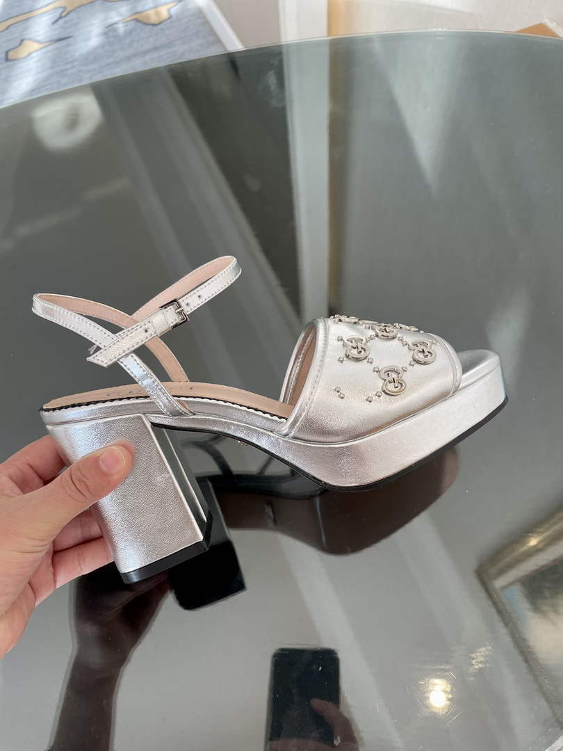 Gucci 719844 Women's Lnterlocking G Studs Sandal G56238 - 35 - View 4