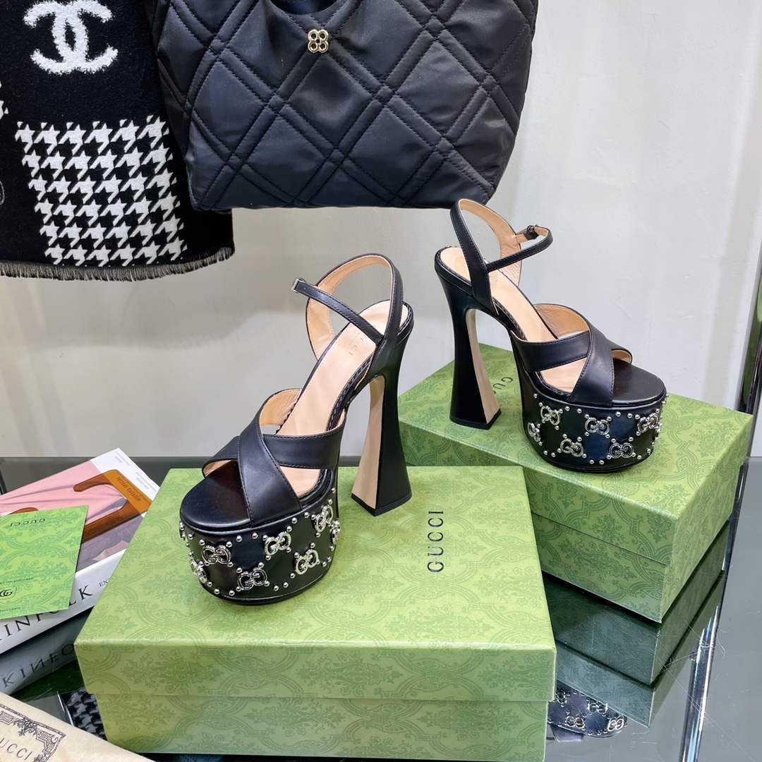 Gucci 719843 Women's Lnterlocking G Studs Sandal G56231 - 35 - View 4