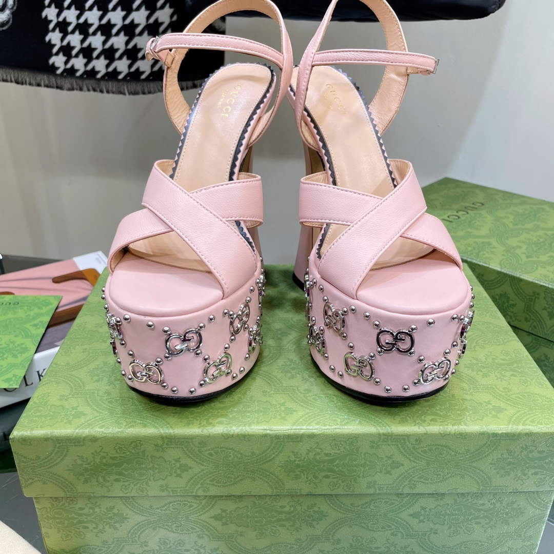 Gucci 719843 Women's Lnterlocking G Studs Sandal G56233 - 35 - View 3