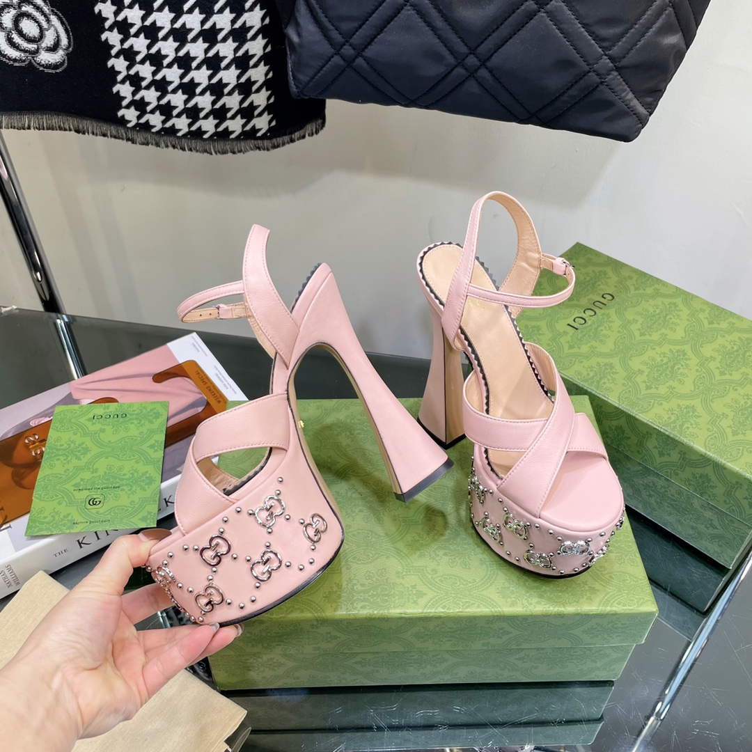 Gucci 719843 Women's Lnterlocking G Studs Sandal G56233