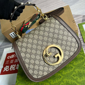 Gucci 721172 Blondie Medium top handle bag Beige and ebony GG Supreme canvas - Default Title - View 3