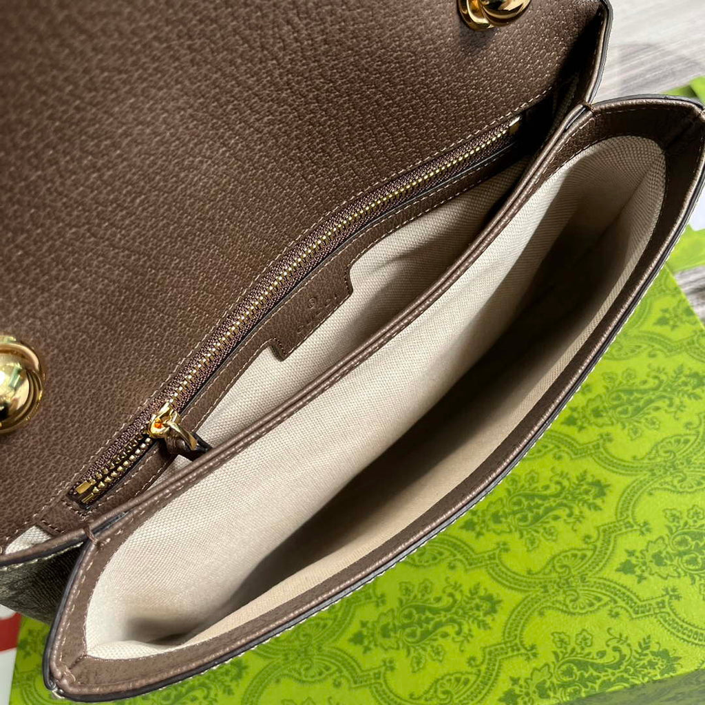 Gucci 721172 Blondie Medium top handle bag Beige and ebony GG Supreme canvas