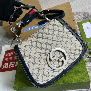 Gucci 721172 Blondie Medium top handle bag Beige and ebony Navy blue - Default Title - View 4