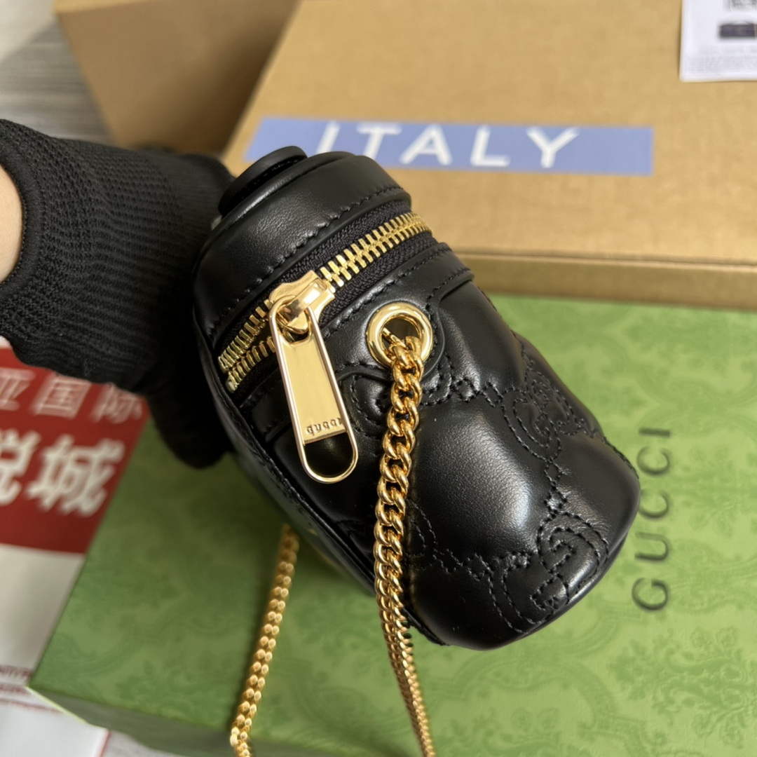 Gucci 723770 GG Matelass¨¦ Top Handle Mini Bag Black
