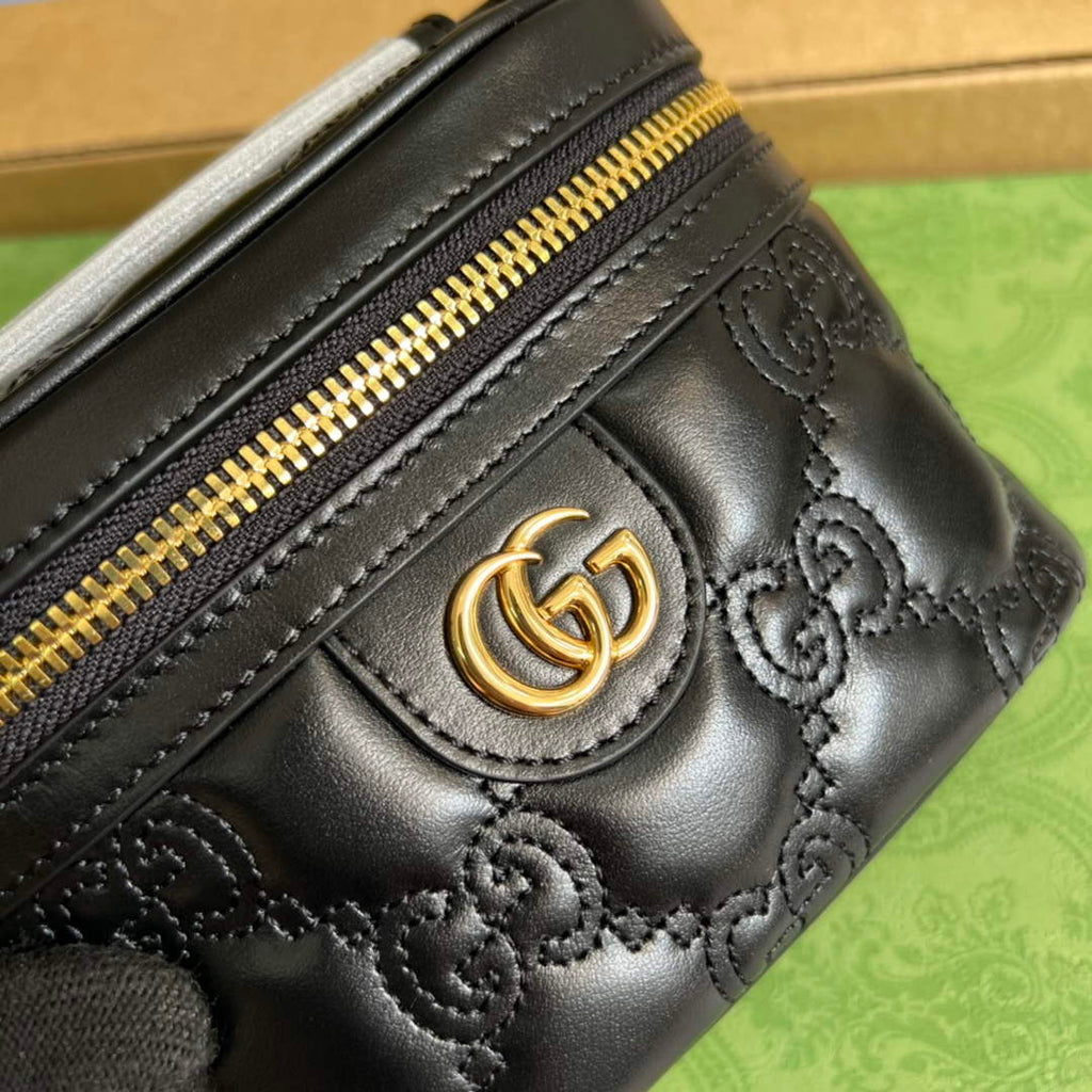 Gucci 723770 GG Matelass¨¦ Top Handle Mini Bag Black
