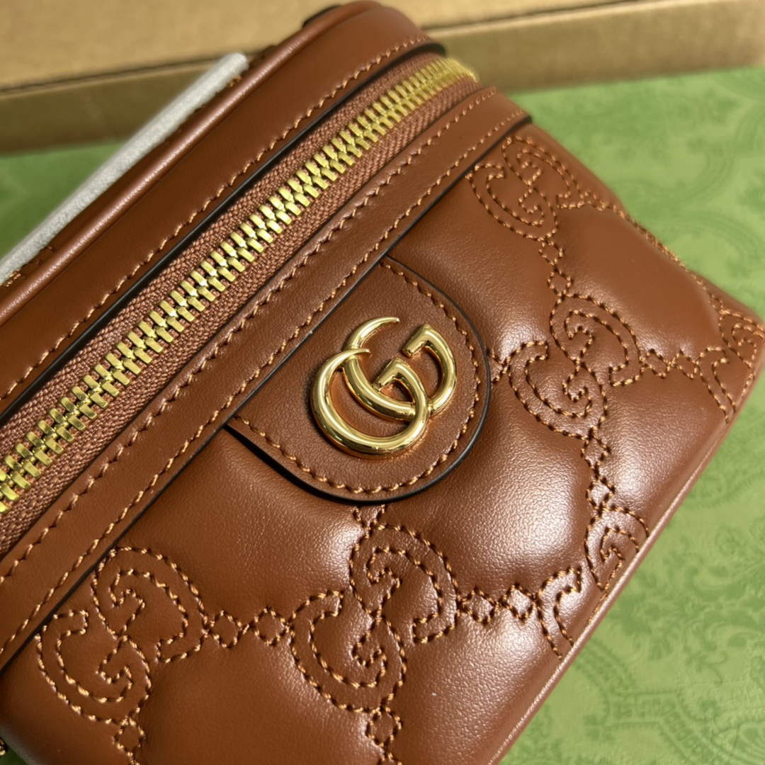 Gucci 723770 GG Matelass¨¦ Top Handle Mini Bag Brown