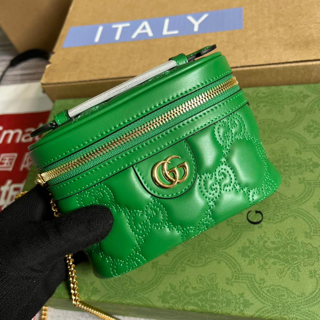 Gucci 723770 GG Matelass¨¦ Top Handle Mini Bag Green