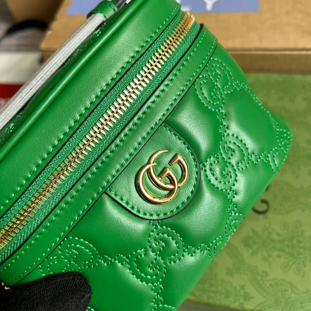 Gucci 723770 GG Matelass¨¦ Top Handle Mini Bag Green