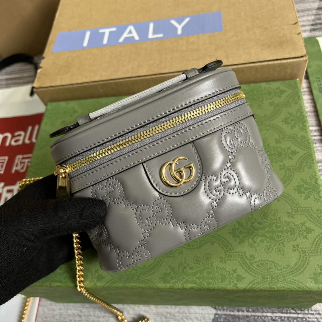 Gucci 723770 GG Matelass¨¦ Top Handle Mini Bag Grey