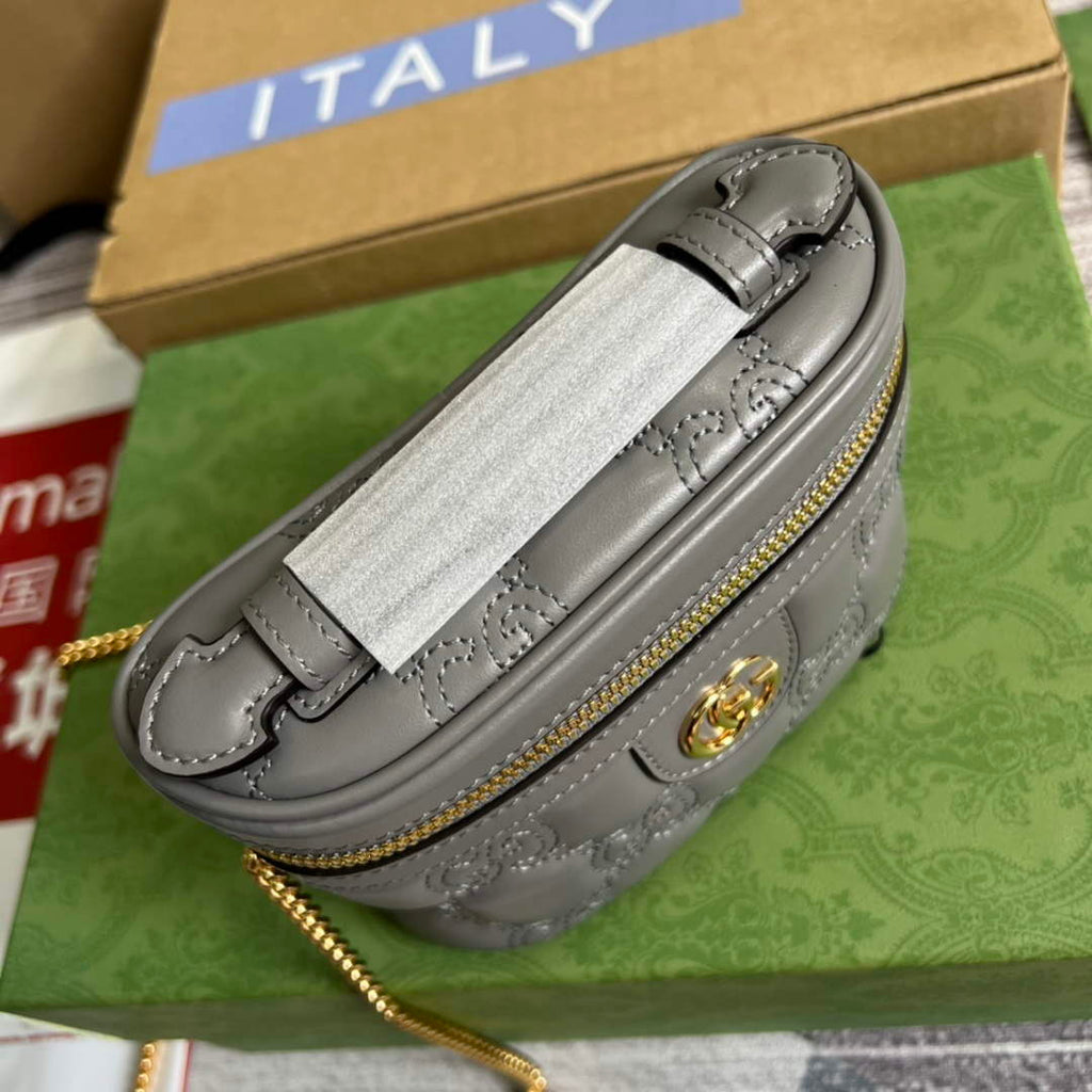 Gucci 723770 GG Matelass¨¦ Top Handle Mini Bag Grey