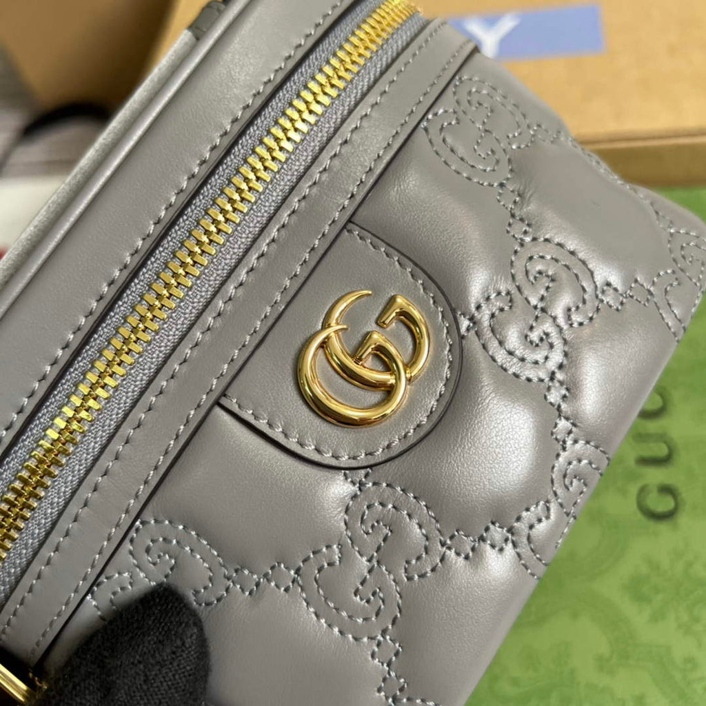 Gucci 723770 GG Matelass¨¦ Top Handle Mini Bag Grey