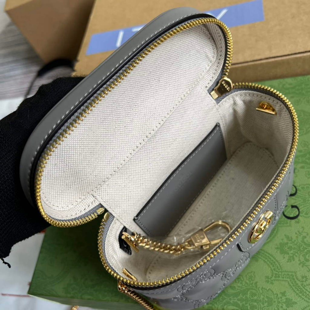 Gucci 723770 GG Matelass¨¦ Top Handle Mini Bag Grey