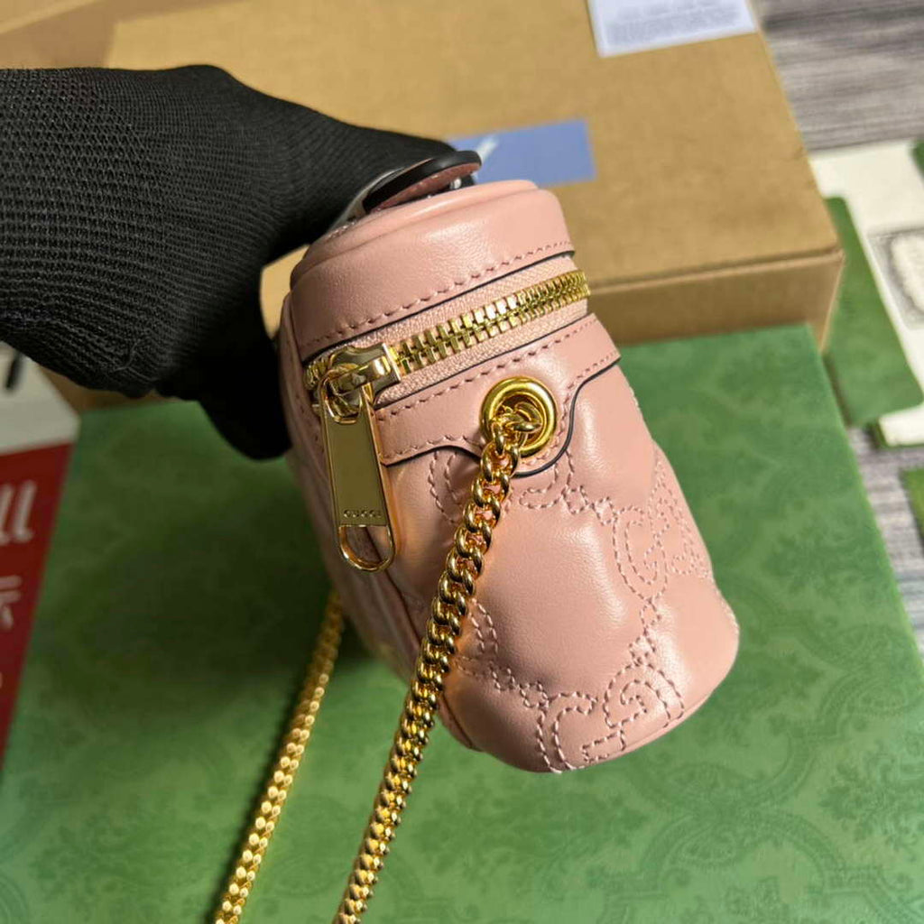 Gucci 723770 GG Matelass¨¦ Top Handle Mini Bag Light Pink
