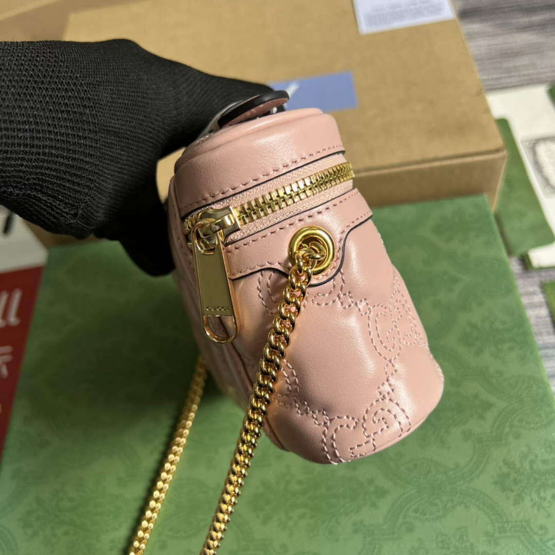Gucci 723770 GG Matelass¨¦ Top Handle Mini Bag Light Pink
