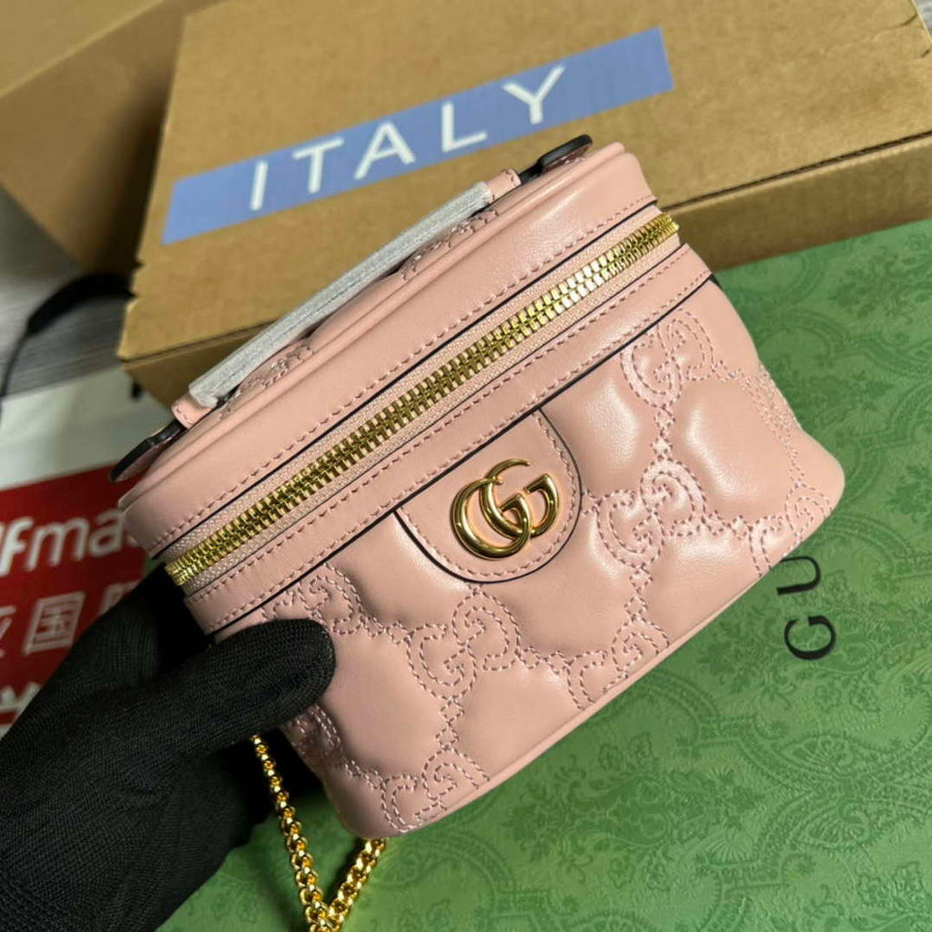 Gucci 723770 GG Matelass¨¦ Top Handle Mini Bag Light Pink