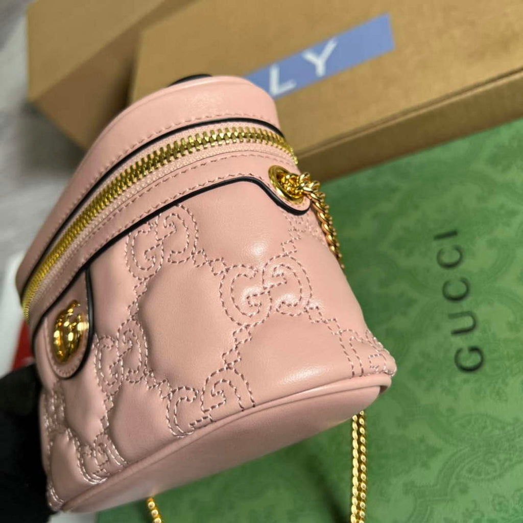Gucci 723770 GG Matelass¨¦ Top Handle Mini Bag Light Pink