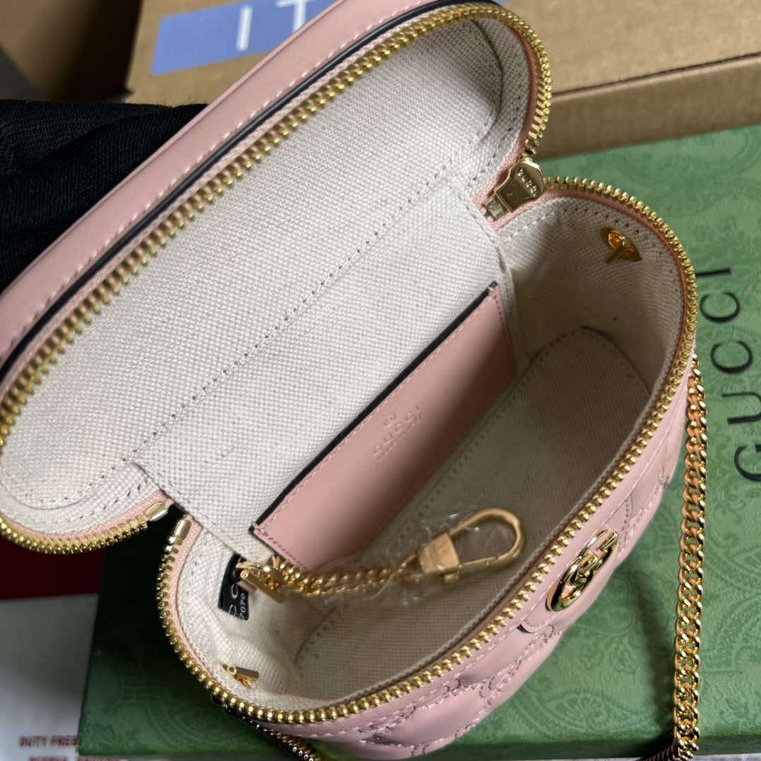 Gucci 723770 GG Matelass¨¦ Top Handle Mini Bag Light Pink