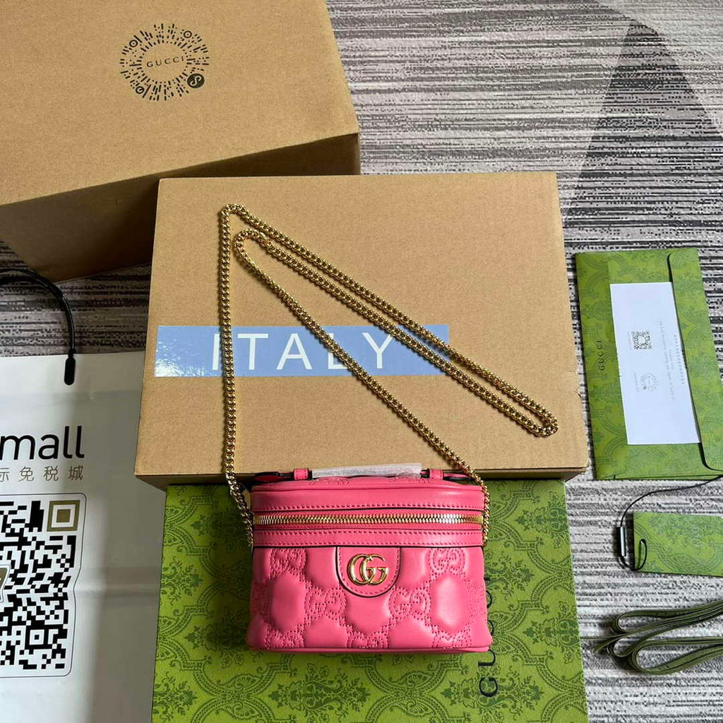 Gucci 723770 GG Matelass¨¦ Top Handle Mini Bag Pink