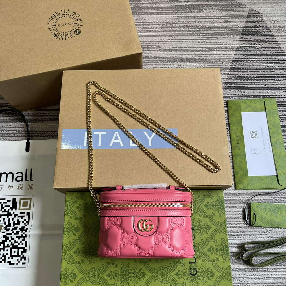 Gucci 723770 GG Matelass¨¦ Top Handle Mini Bag Pink