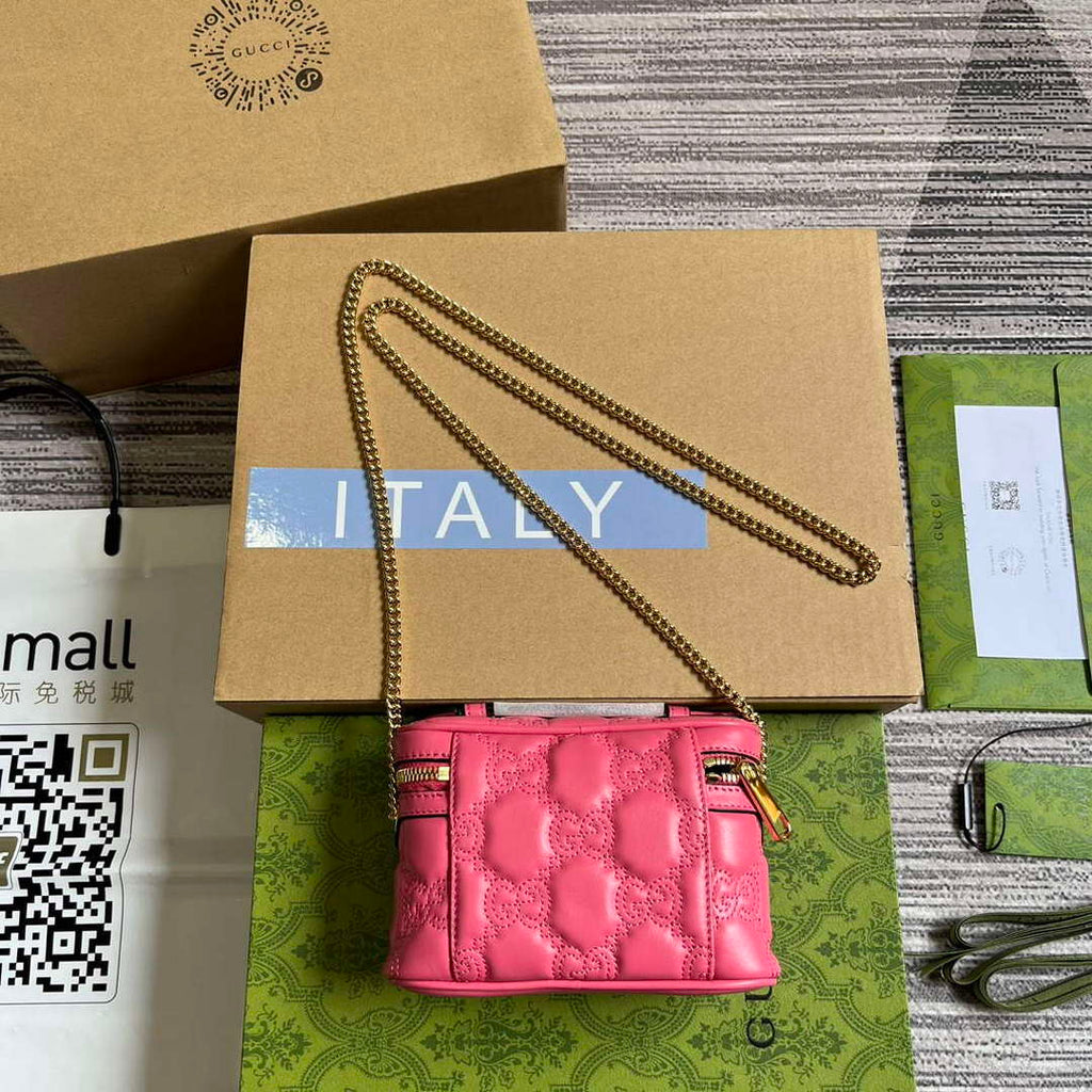 Gucci 723770 GG Matelass¨¦ Top Handle Mini Bag Pink