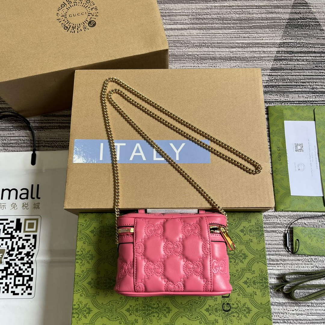 Gucci 723770 GG Matelass¨¦ Top Handle Mini Bag Pink