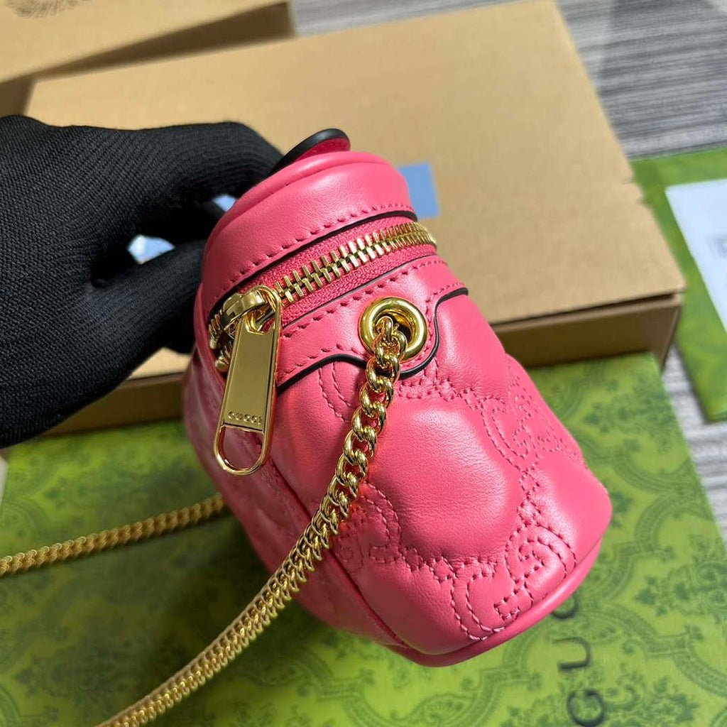 Gucci 723770 GG Matelass¨¦ Top Handle Mini Bag Pink