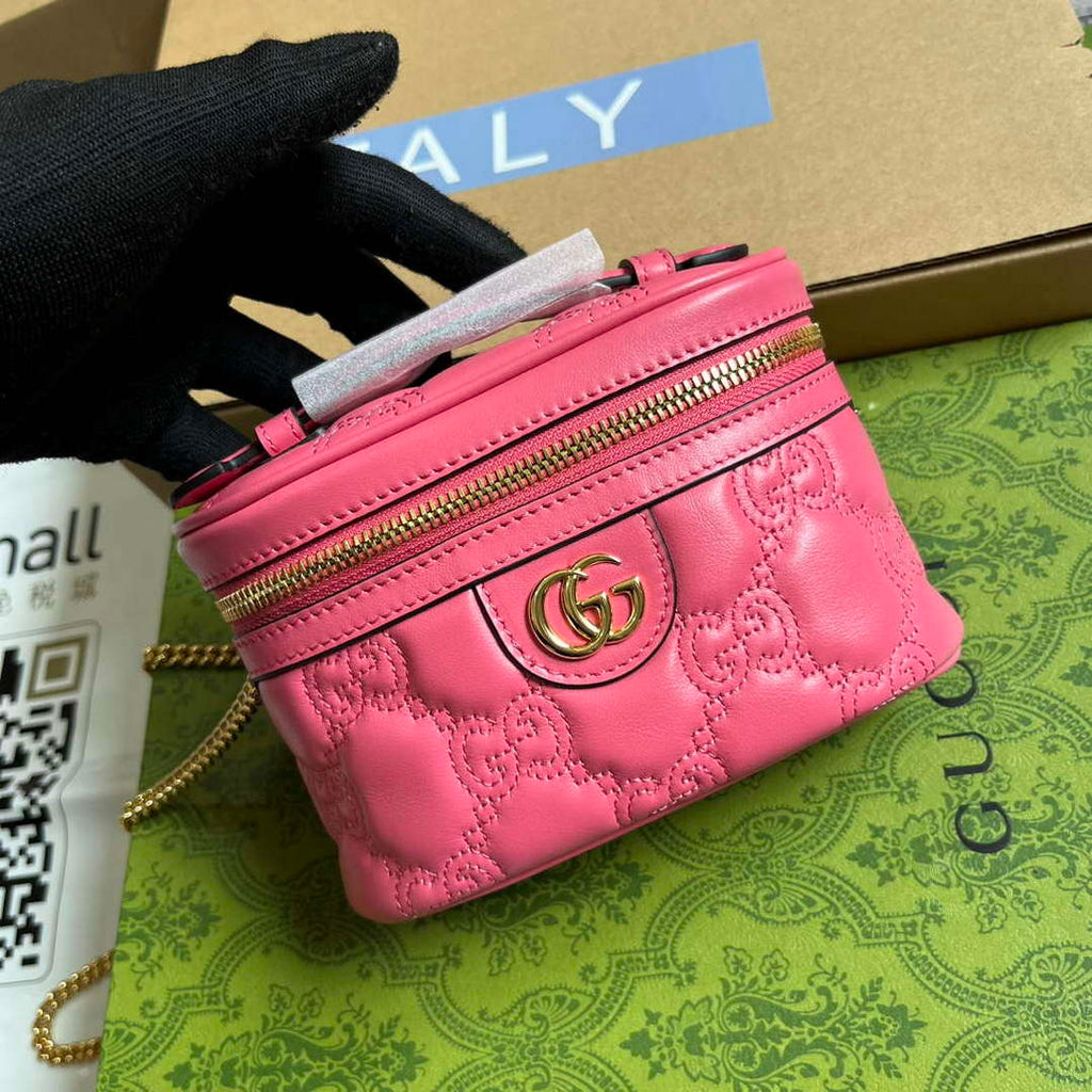 Gucci 723770 GG Matelass¨¦ Top Handle Mini Bag Pink