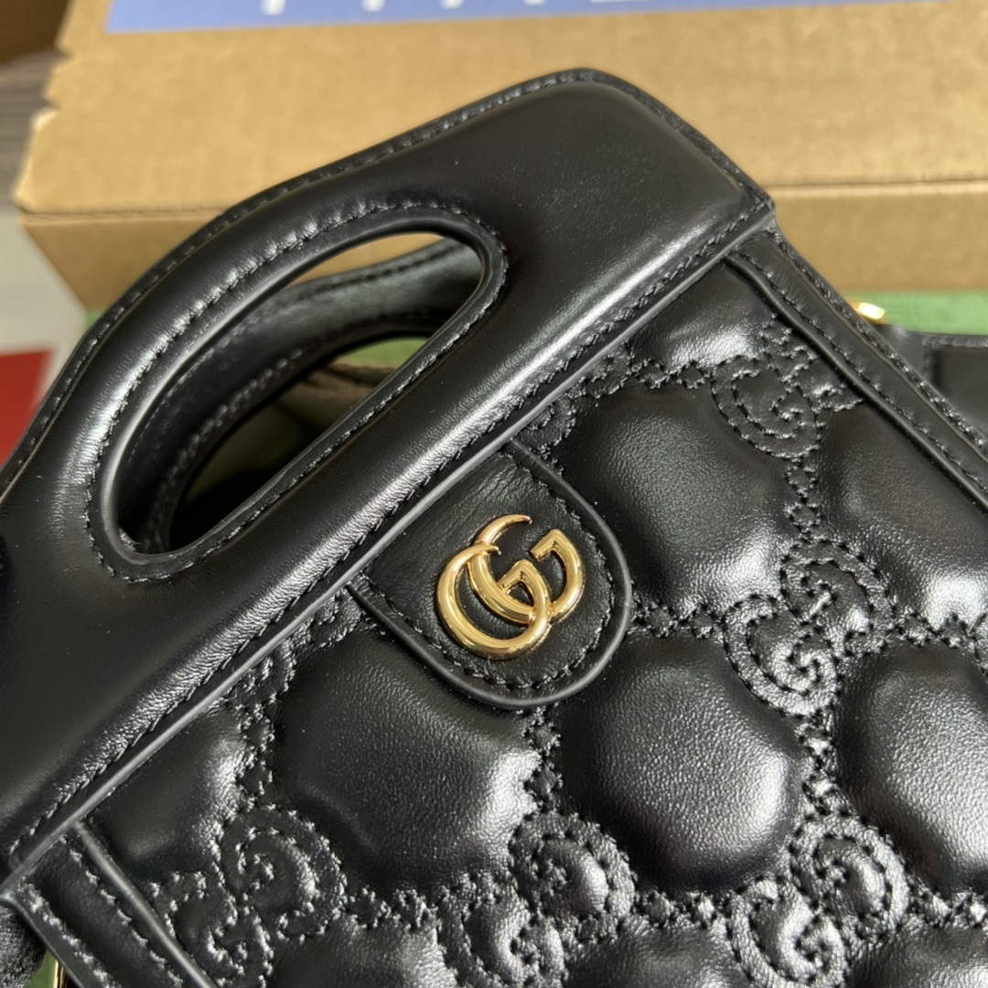 Gucci 723776 GG Matelass¨¦ Top Handle Mini Bag Black