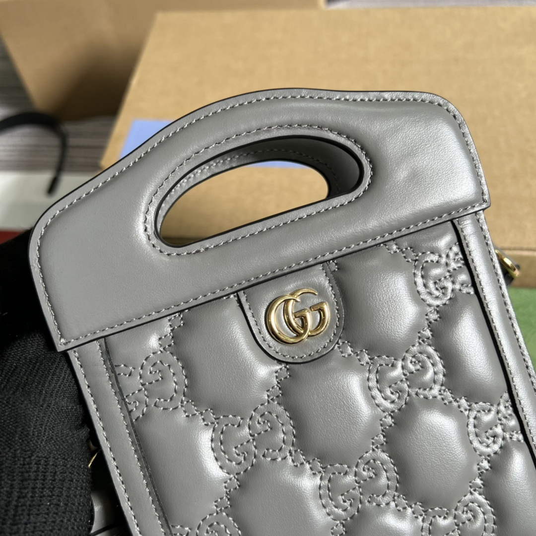 Gucci 723776 GG Matelass¨¦ Top Handle Mini Bag Grey