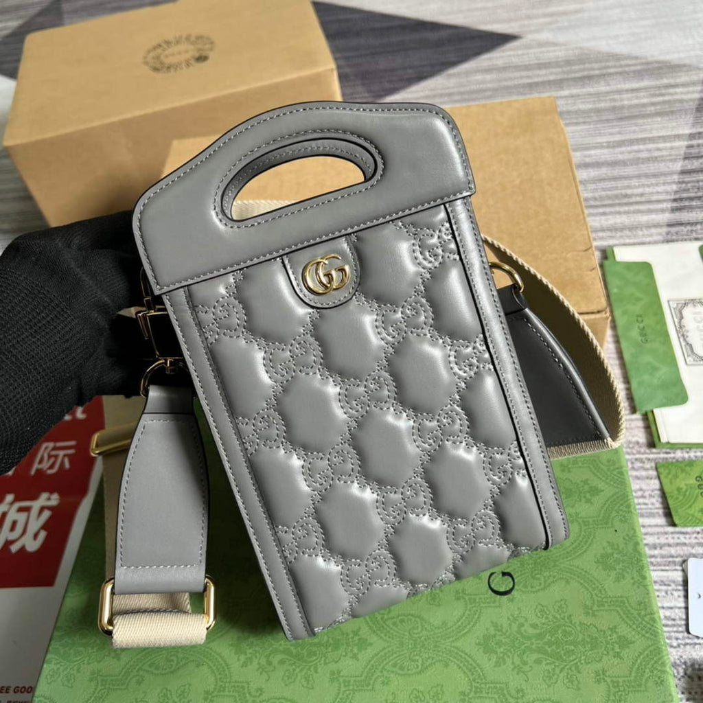 Gucci 723776 GG Matelass¨¦ Top Handle Mini Bag Grey