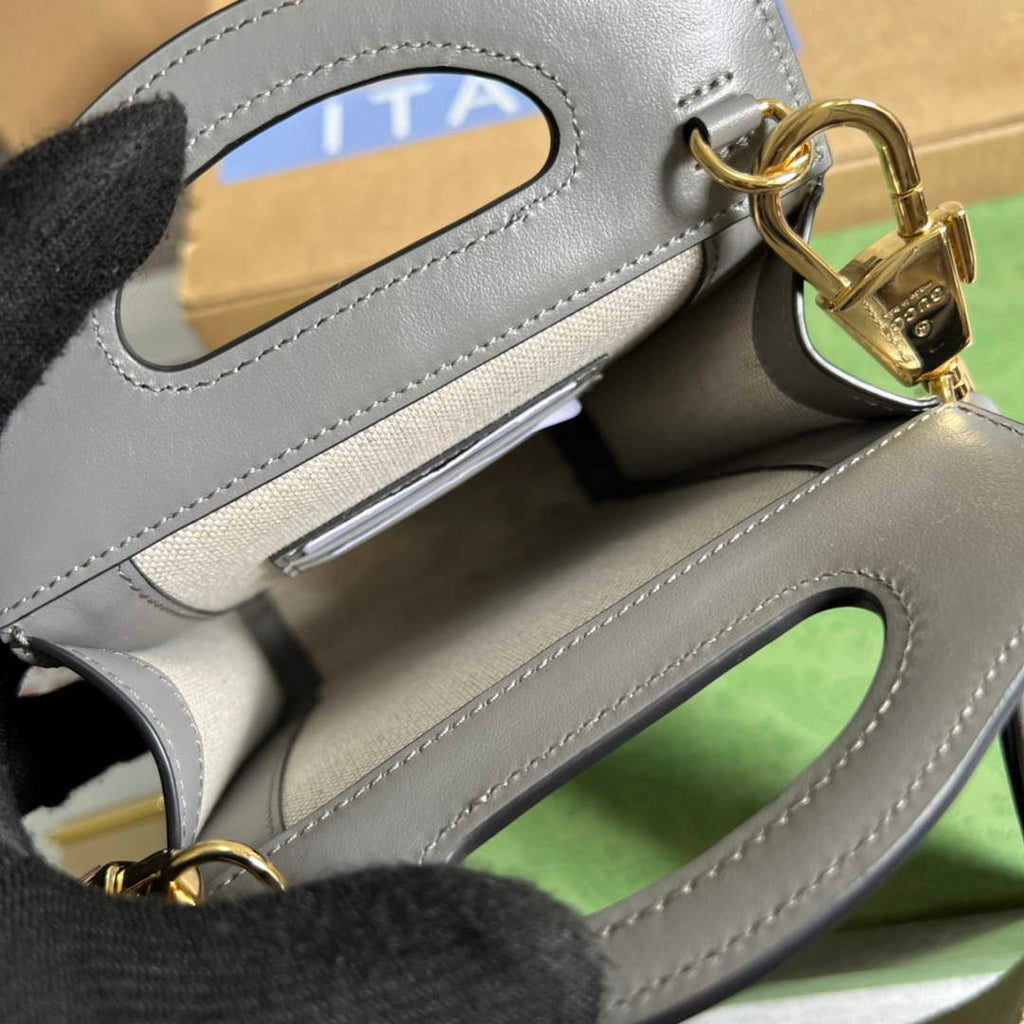 Gucci 723776 GG Matelass¨¦ Top Handle Mini Bag Grey