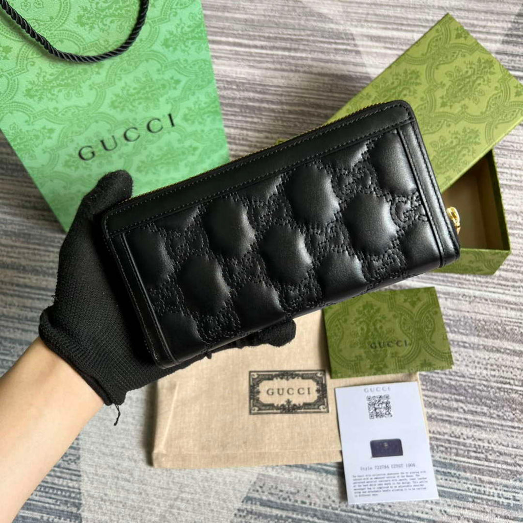 Gucci 723784 GG Matelass¨¦ Zip-Around Wallet Black