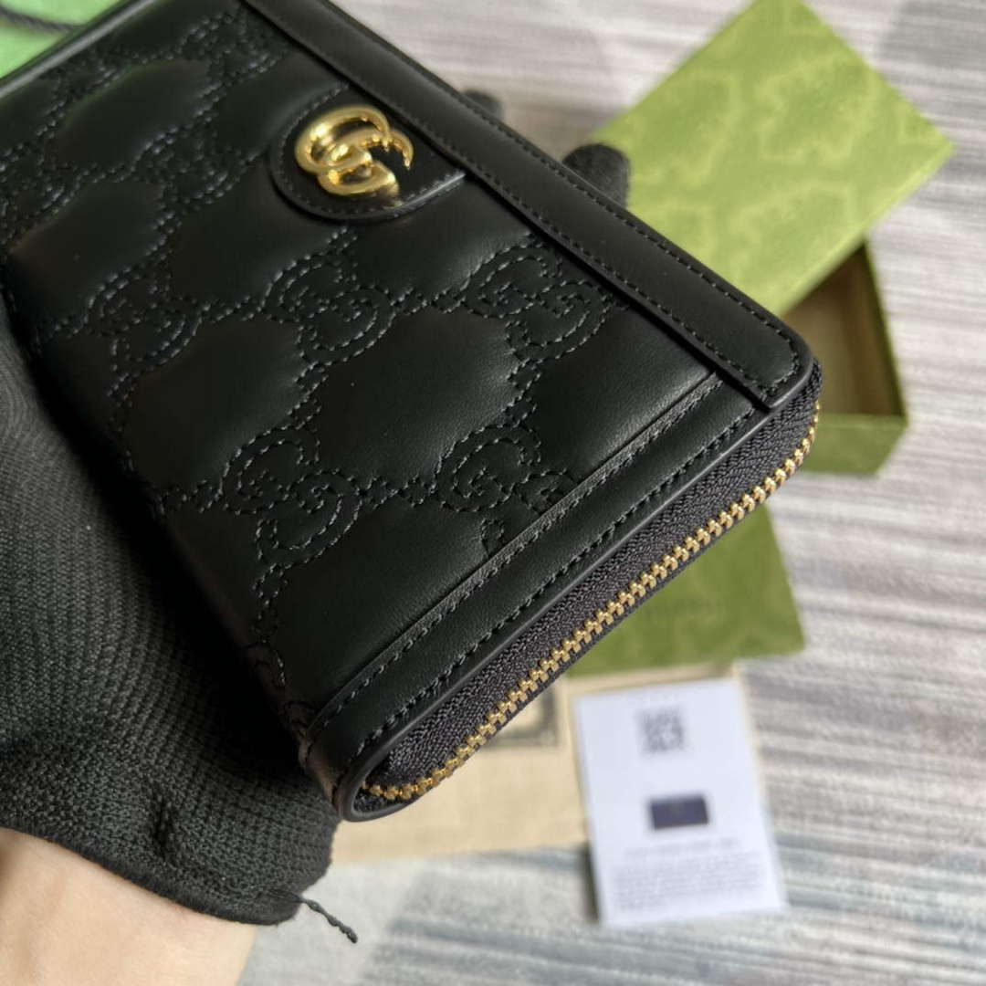 Gucci 723784 GG Matelass¨¦ Zip-Around Wallet Black