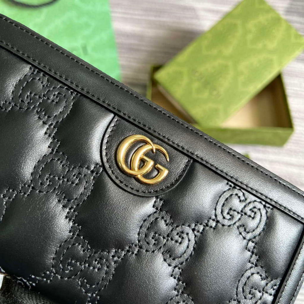 Gucci 723784 GG Matelass¨¦ Zip-Around Wallet Black