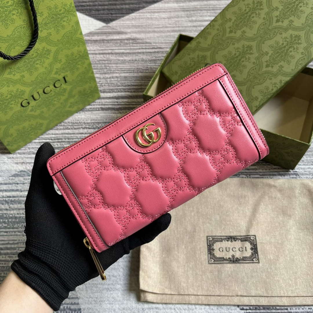 Gucci 723784 GG Matelass¨¦ Zip-Around Wallet Rose pink