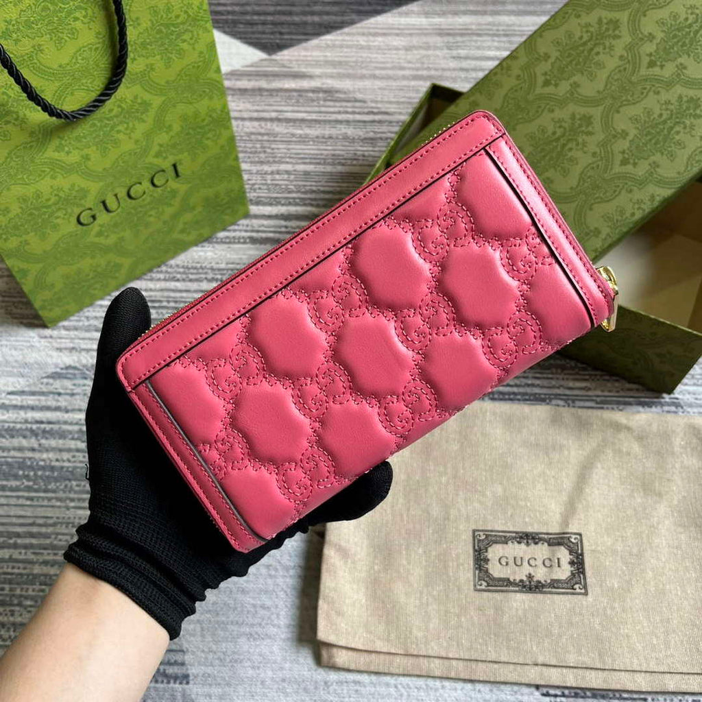 Gucci 723784 GG Matelass¨¦ Zip-Around Wallet Rose pink