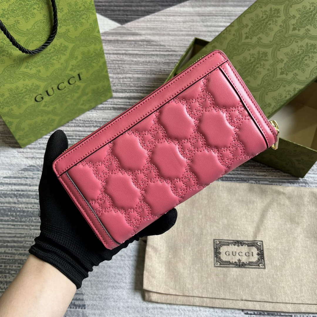 Gucci 723784 GG Matelass¨¦ Zip-Around Wallet Rose pink