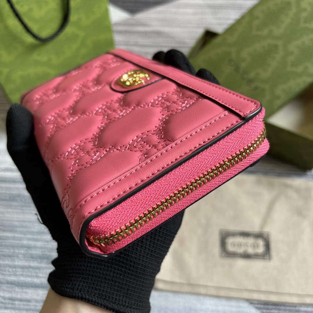 Gucci 723784 GG Matelass¨¦ Zip-Around Wallet Rose pink