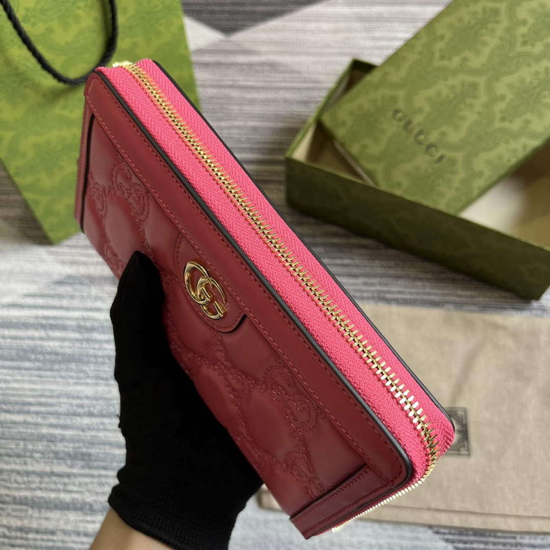 Gucci 723784 GG Matelass¨¦ Zip-Around Wallet Rose pink