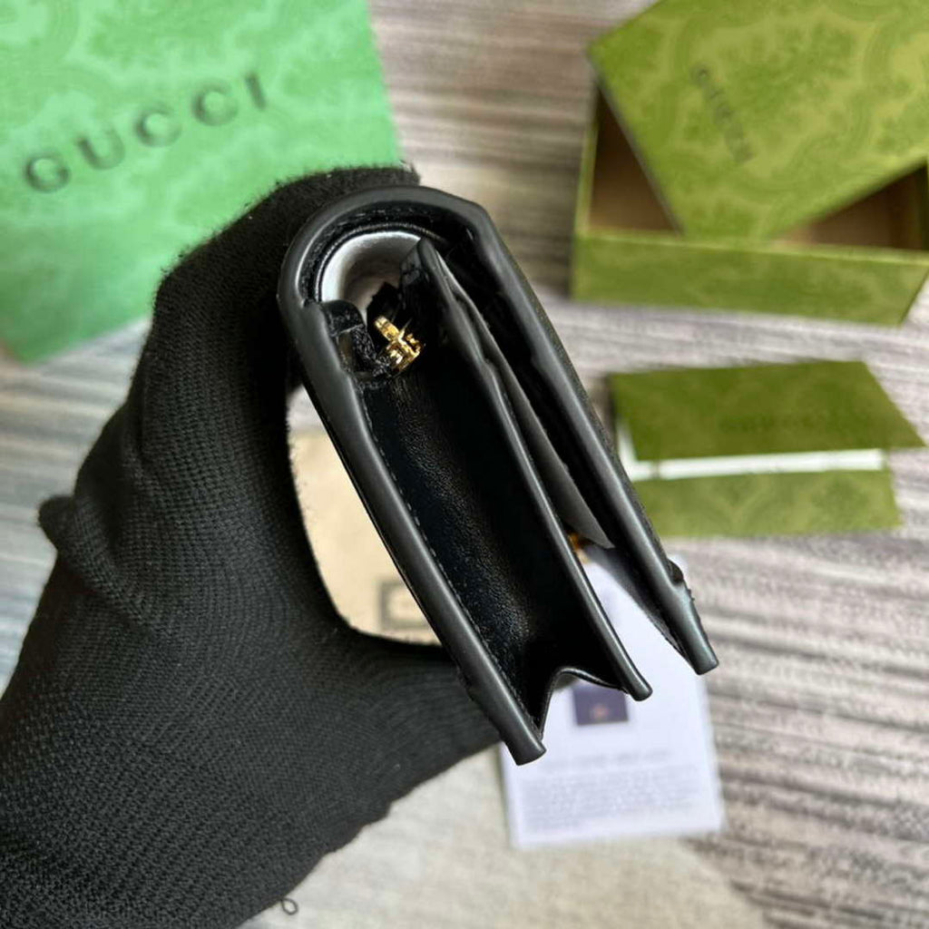 Gucci 723786 GG Matelass¨¦ Card Case Wallet Black