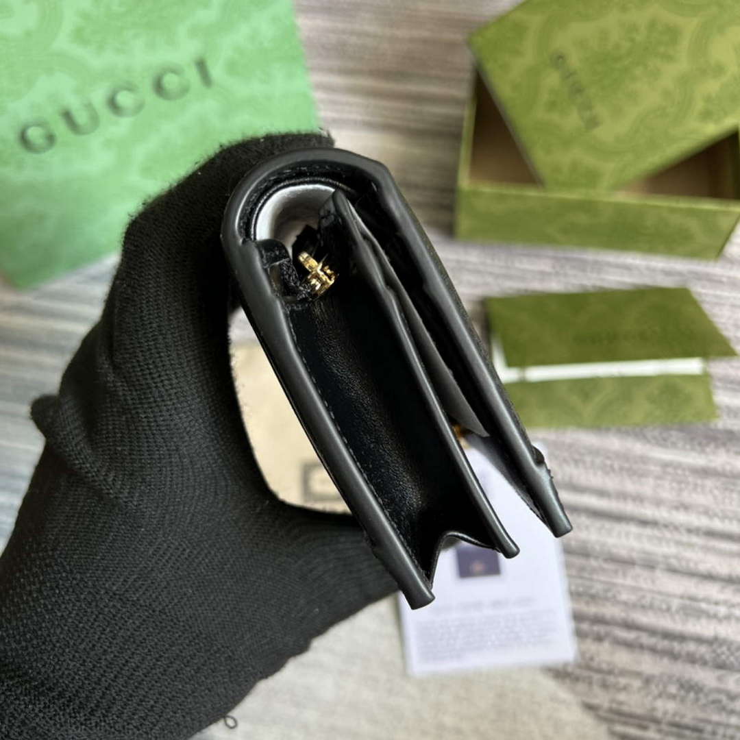 Gucci 723786 GG Matelass¨¦ Card Case Wallet Black