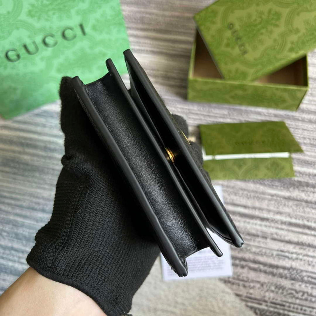 Gucci 723786 GG Matelass¨¦ Card Case Wallet Black