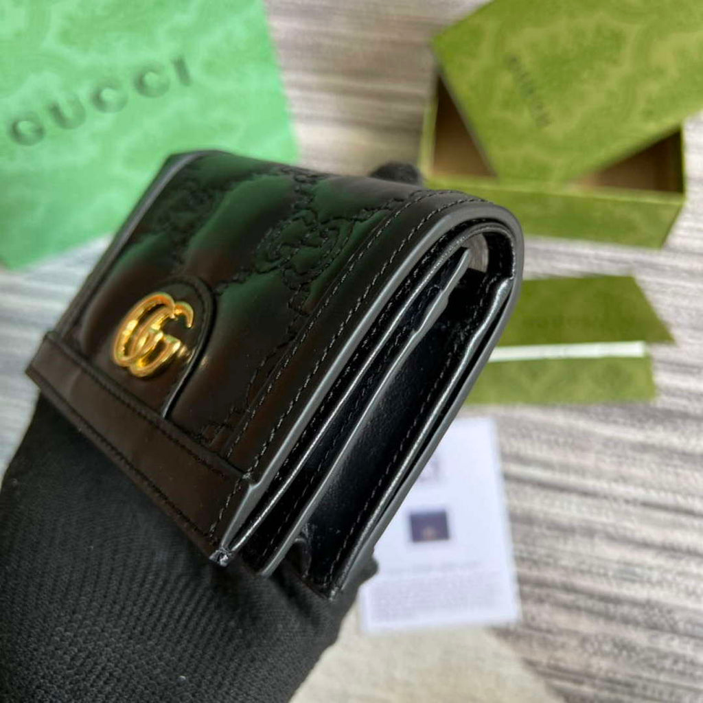 Gucci 723786 GG Matelass¨¦ Card Case Wallet Black
