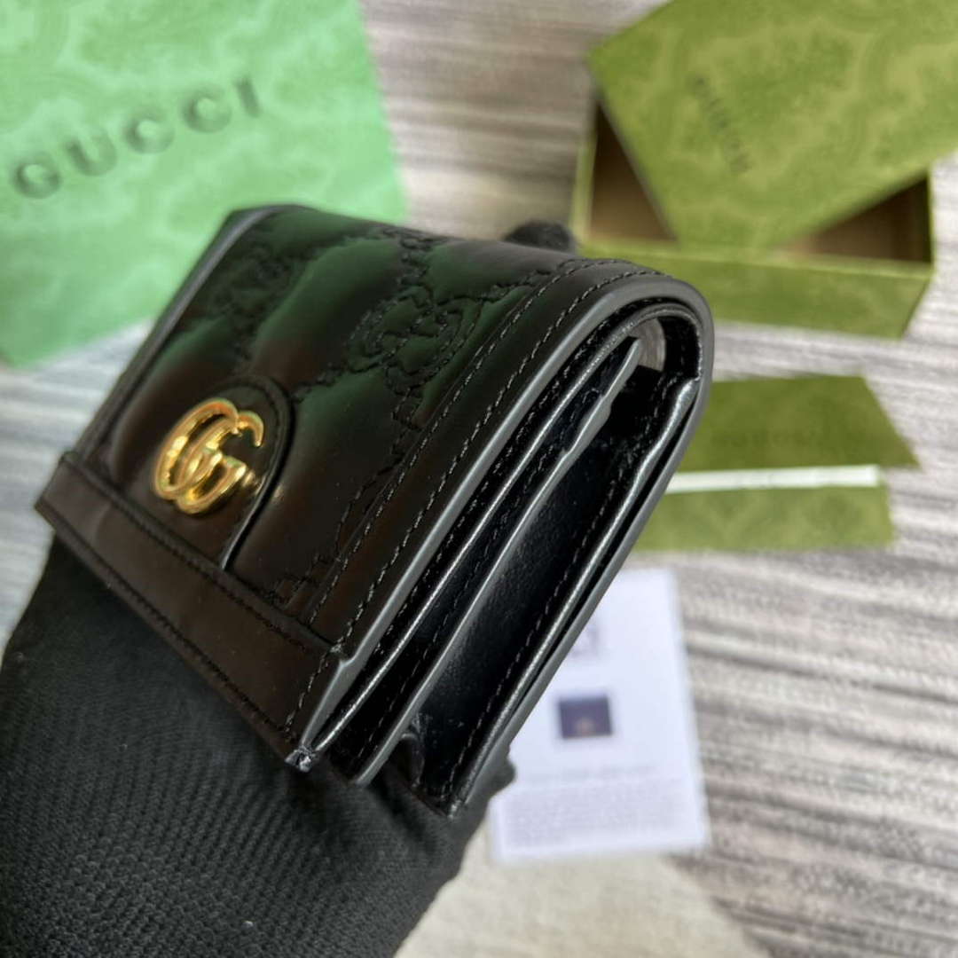Gucci 723786 GG Matelass¨¦ Card Case Wallet Black