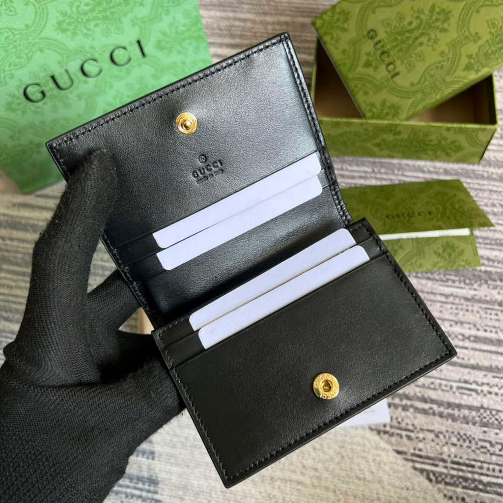 Gucci 723786 GG Matelass¨¦ Card Case Wallet Black