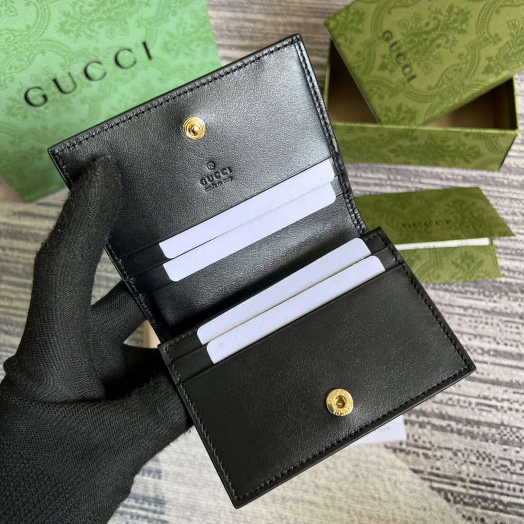 Gucci 723786 GG Matelass¨¦ Card Case Wallet Black