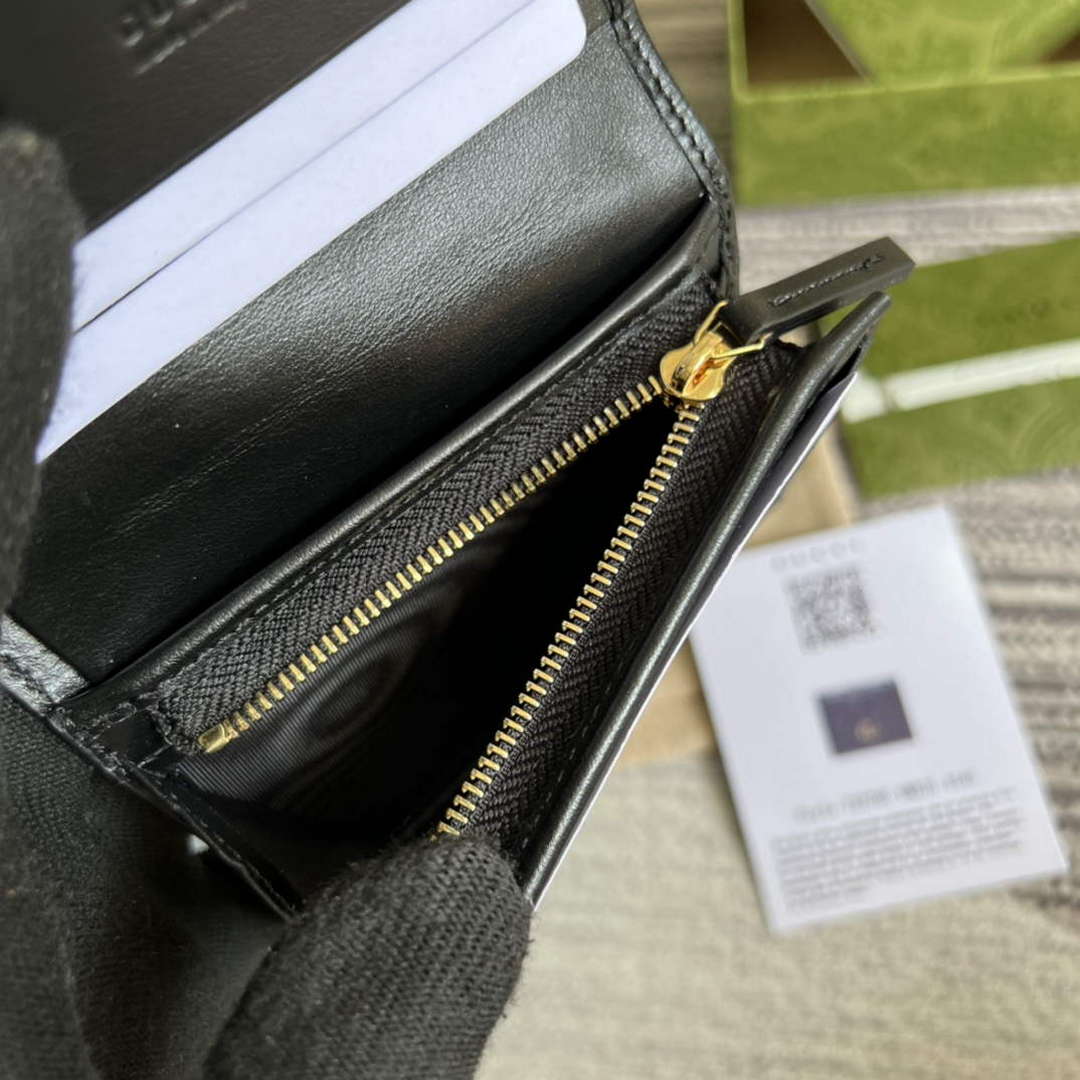 Gucci 723786 GG Matelass¨¦ Card Case Wallet Black