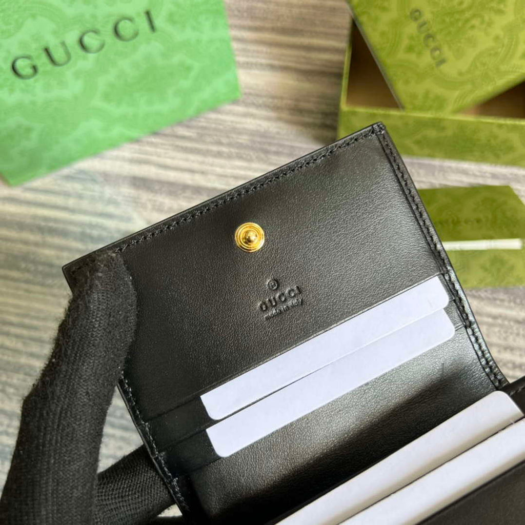 Gucci 723786 GG Matelass¨¦ Card Case Wallet Black