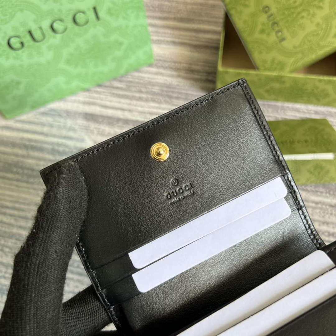 Gucci 723786 GG Matelass¨¦ Card Case Wallet Black